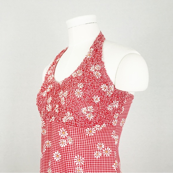 Vintage Smocked Gingham Halter Dress | Size M - Picture 4 of 10